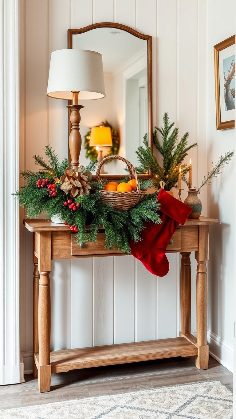 1. Entryway Festive Console Styling