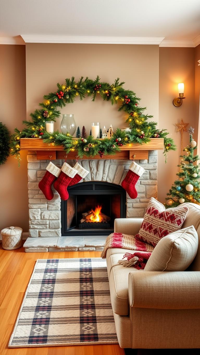 1. Mantel Garland with Pine and Berries