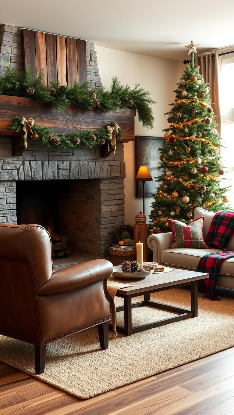 1. Rustic Wood and Pinecone Accents