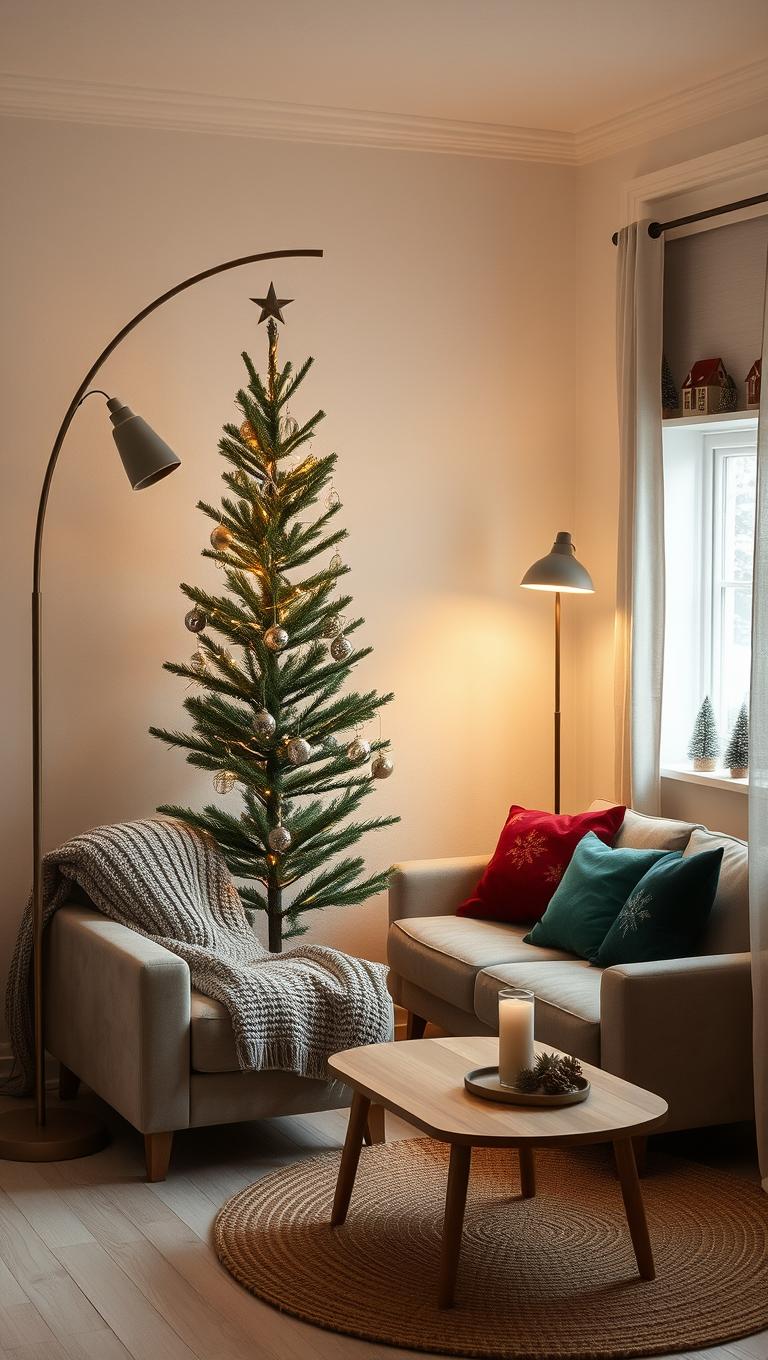 1. Use a Slim Christmas Tree as a Focal Point