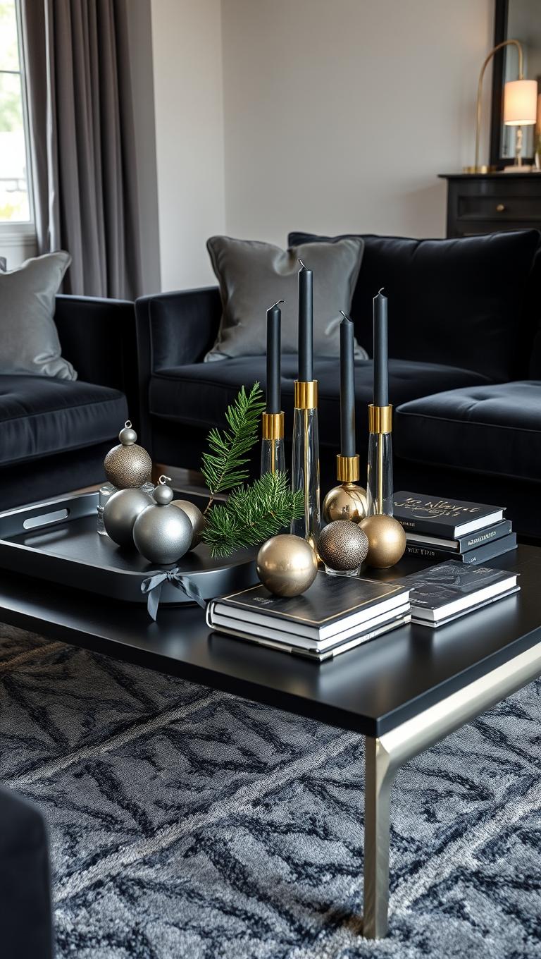 10. Black and Metallic Contrast