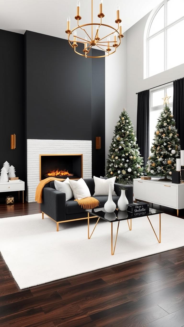 10. Black and White Theme with Gold Accents