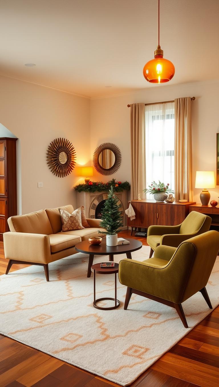 10. Mid Century Modern Seating with Holiday Accessories