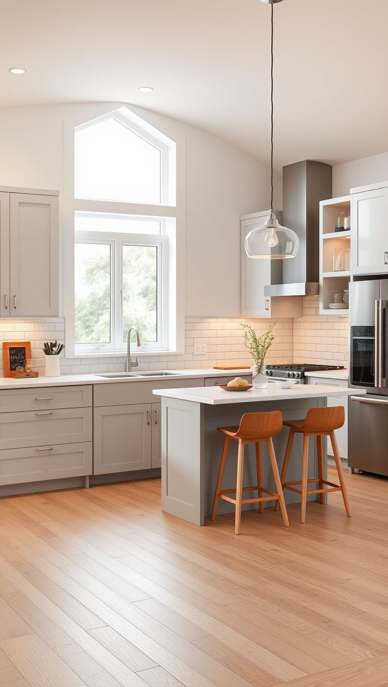 10. Pale Gray with White Upper Cabinets