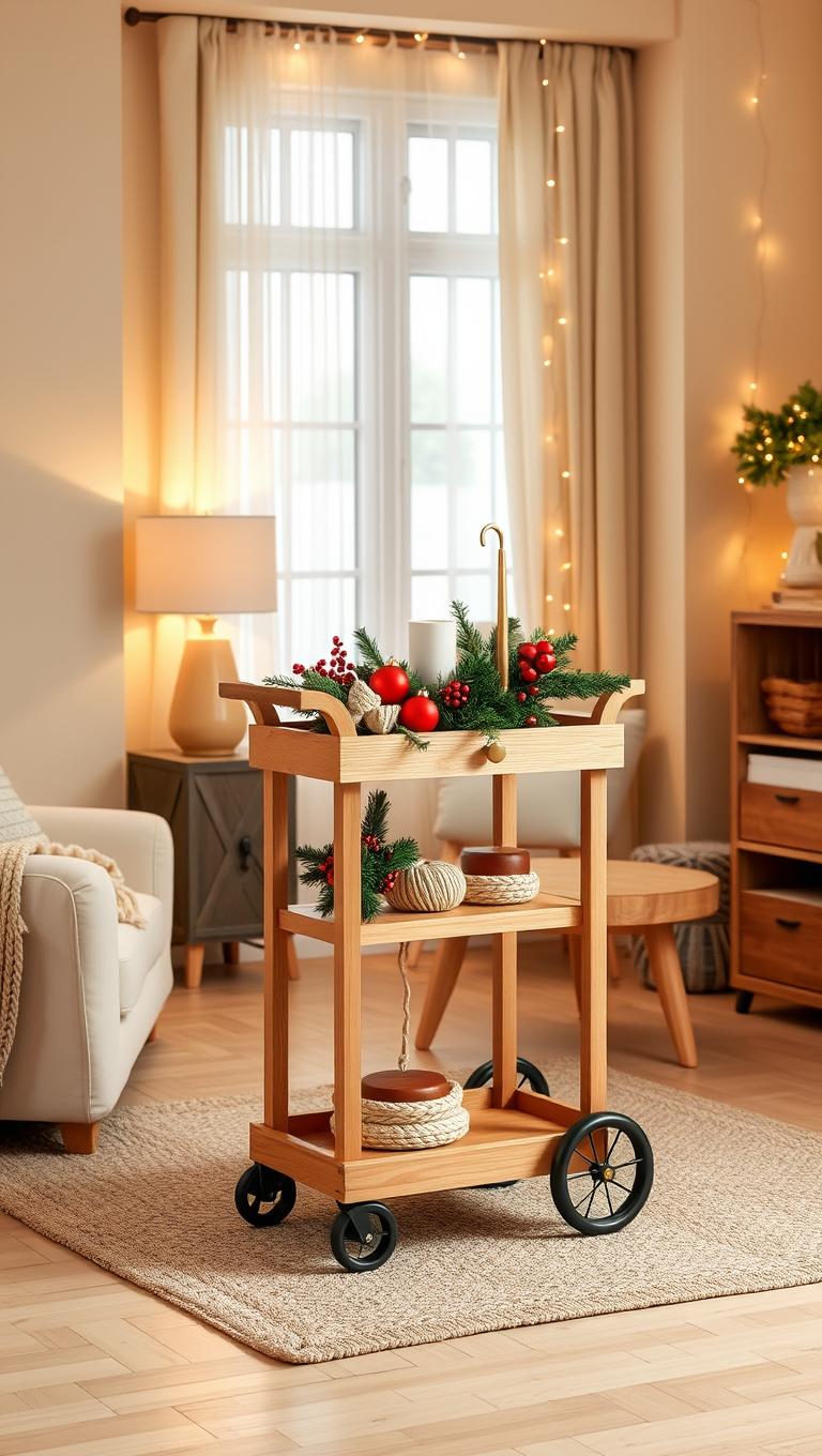 10. Rolling Display Cart for Holiday Decor