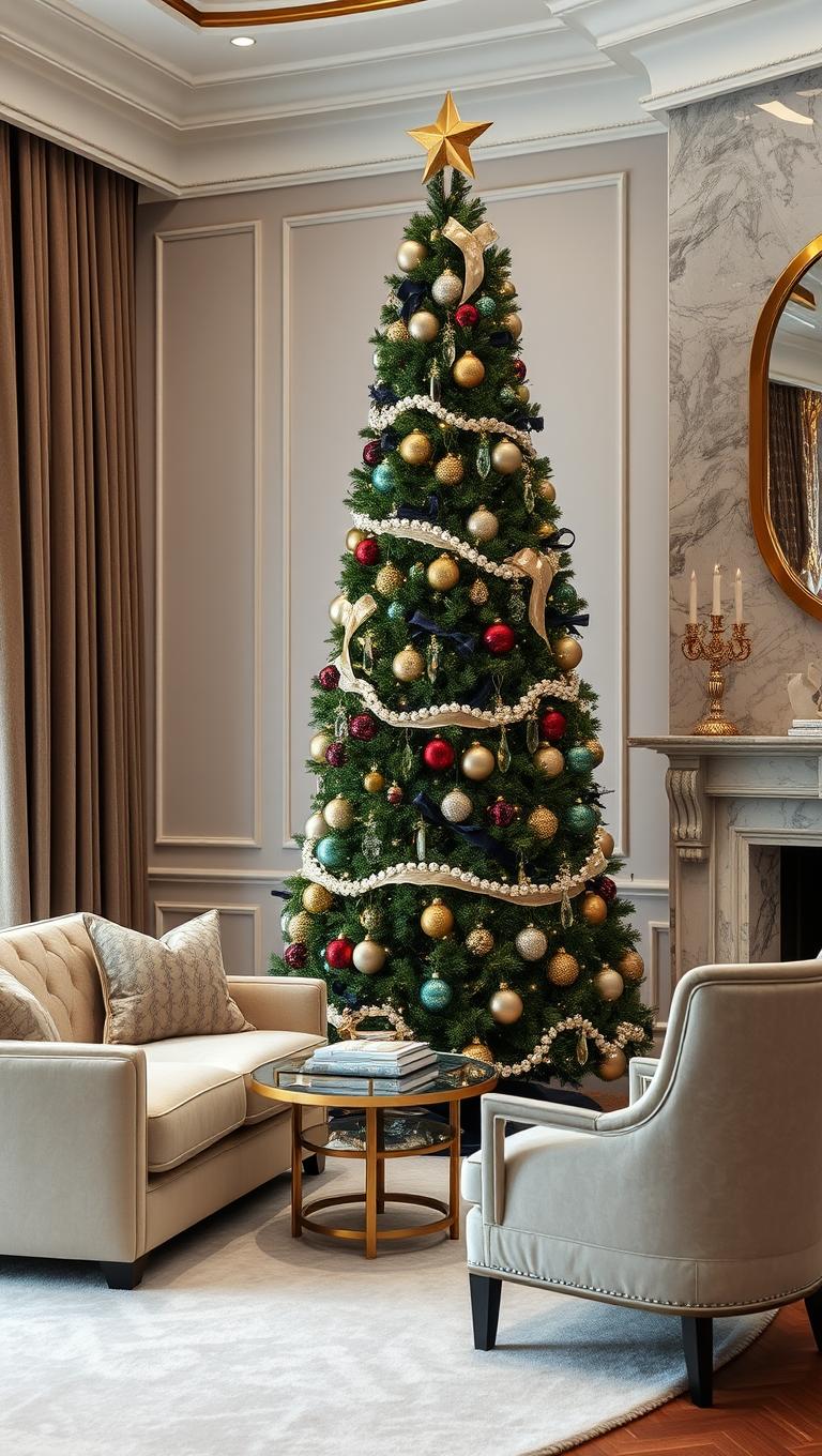 10. Statement Christmas Tree with Luxe Ornaments