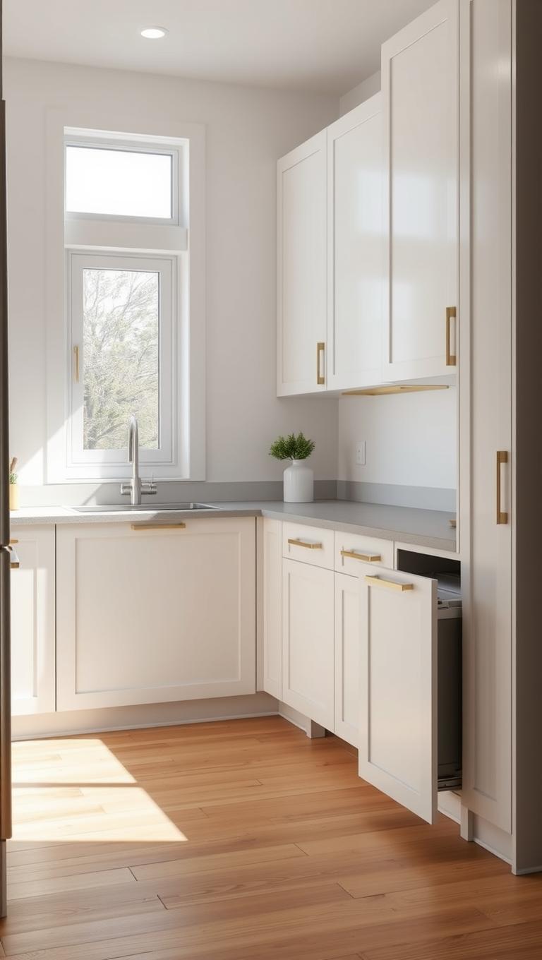 11.  Hidden trash and recycling within cabinet space