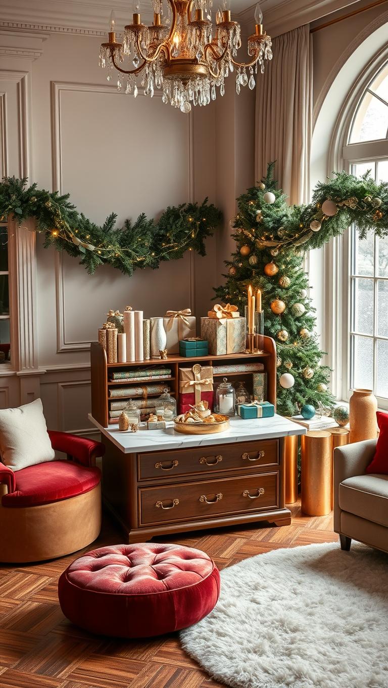 11. Luxe Gift Wrapping Station as Decor