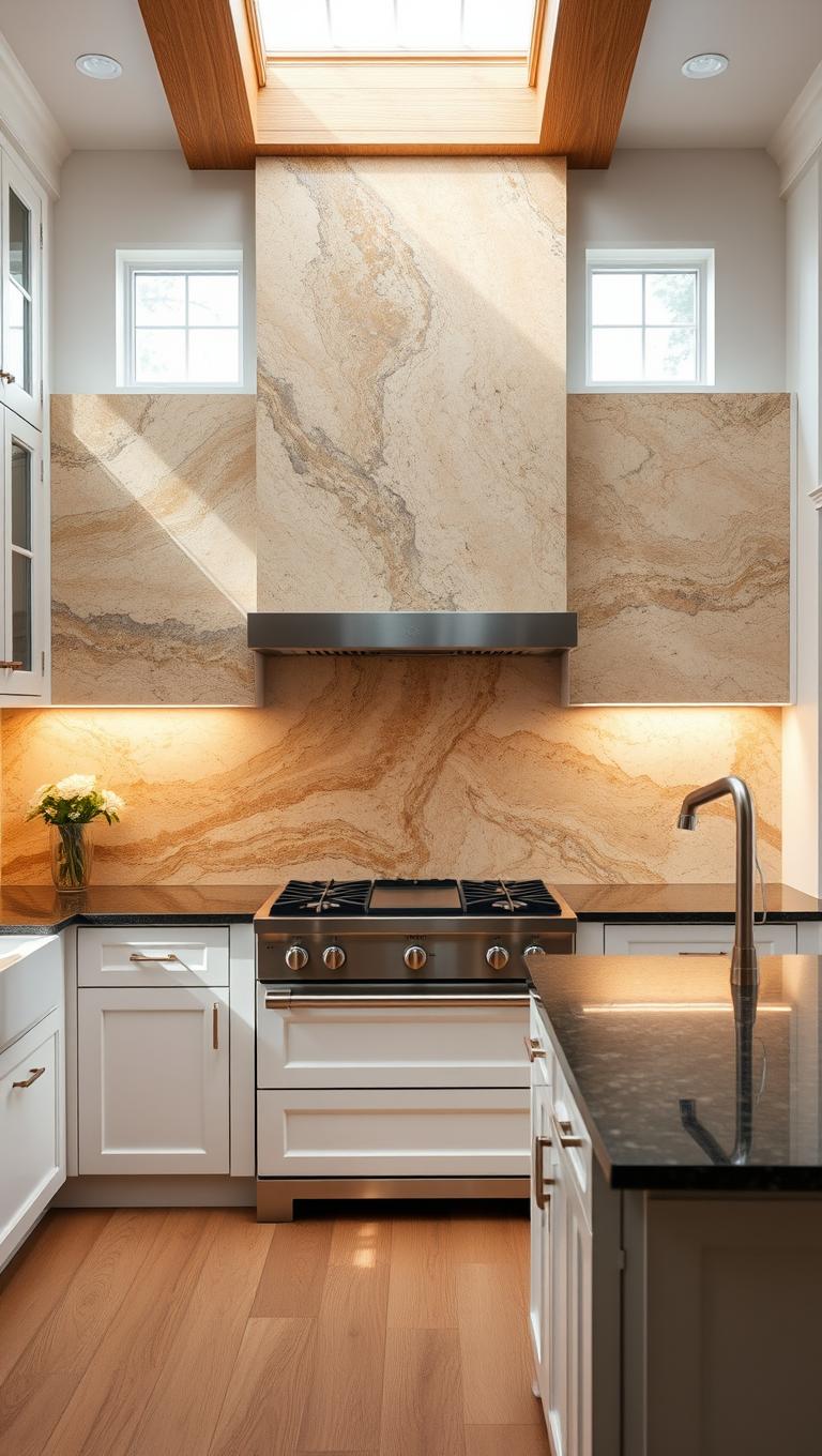 11. Natural Stone Slab Back Splash