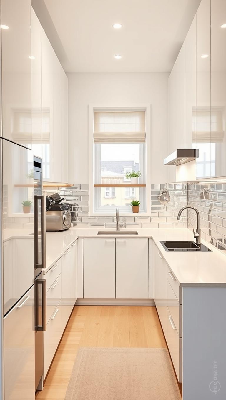 11. Reflective backsplash to widen space