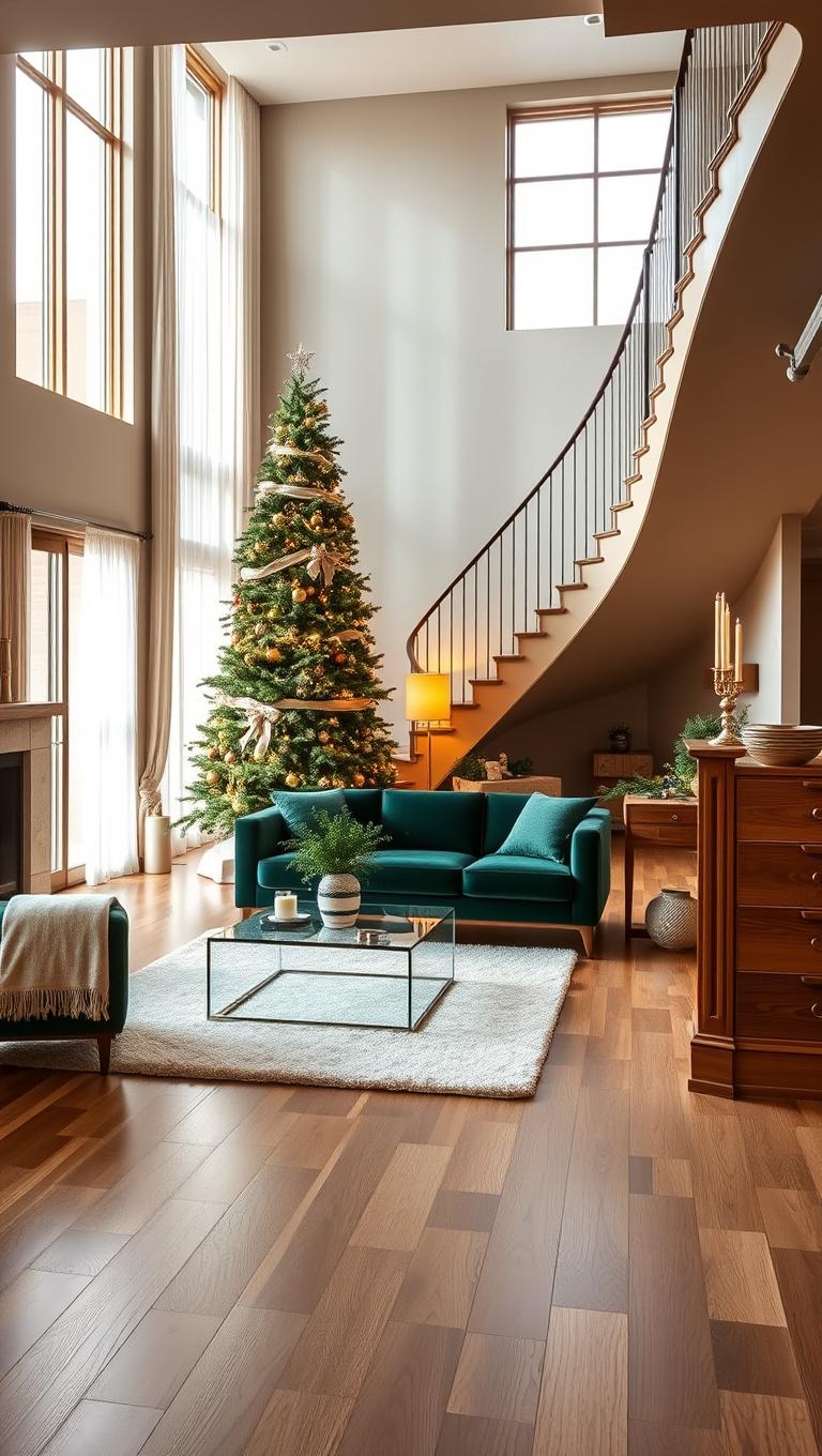 12. Beside a staircase landing for vertical drama