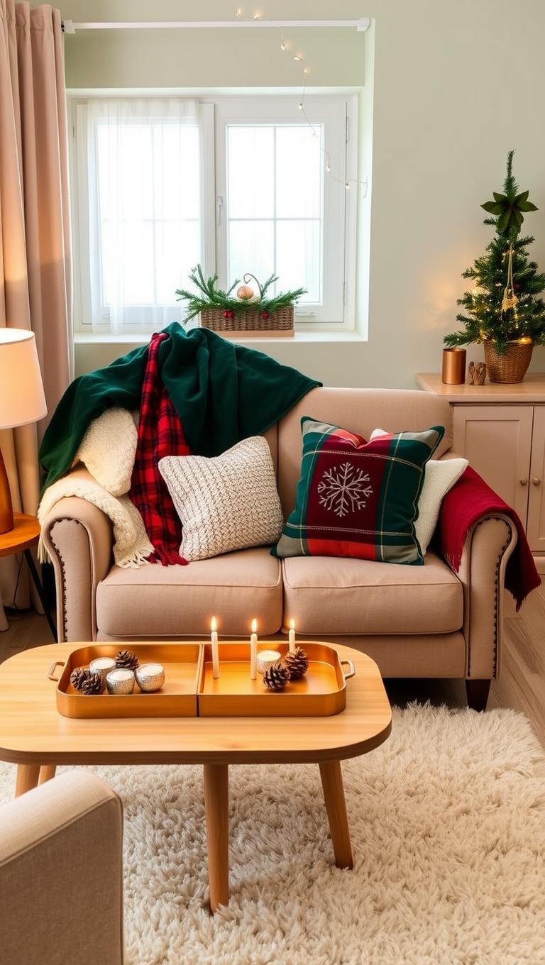 12. Cozy Throws and Festive Cushions