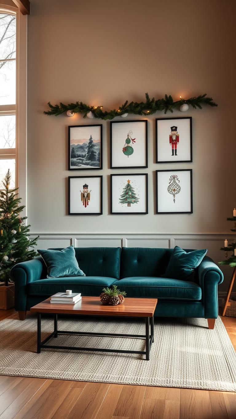 12. Gallery Wall of Holiday Art