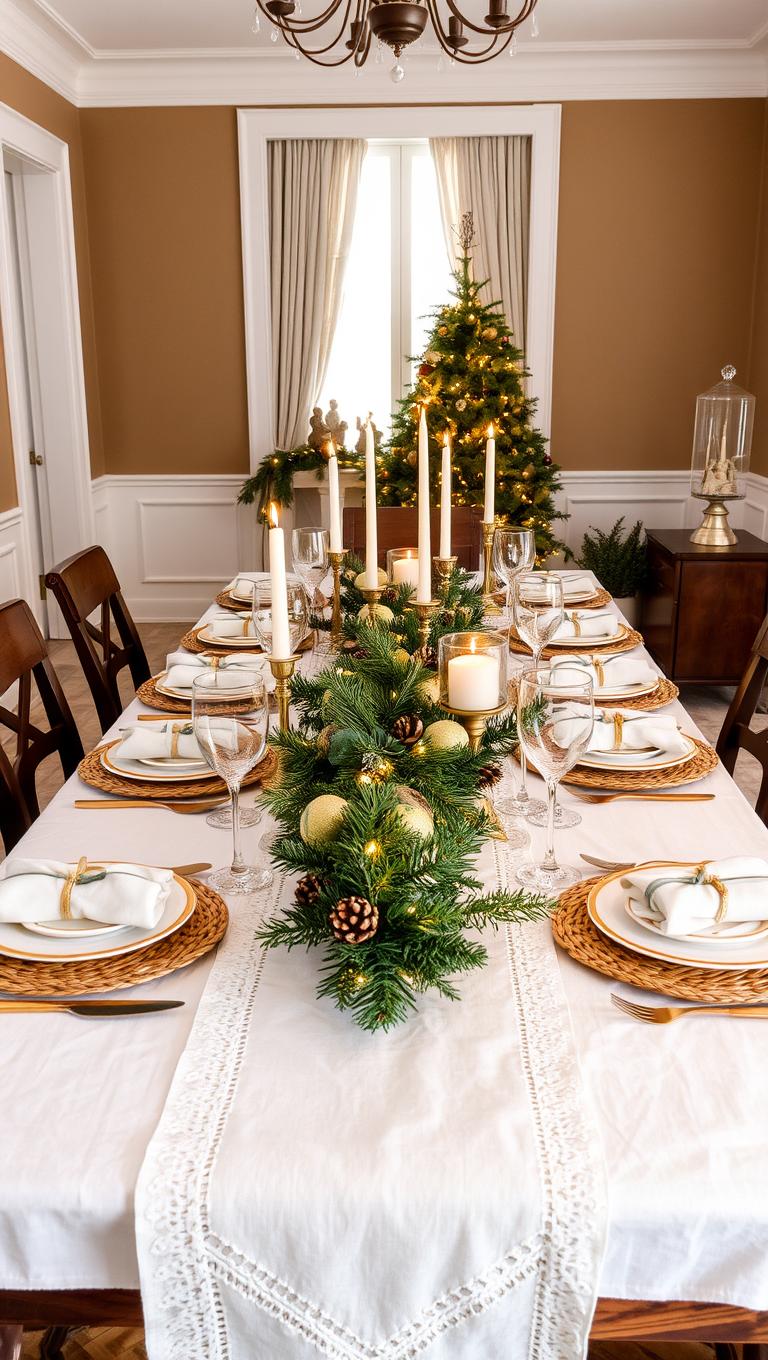 13. Holiday Tablescape with Layered Linens