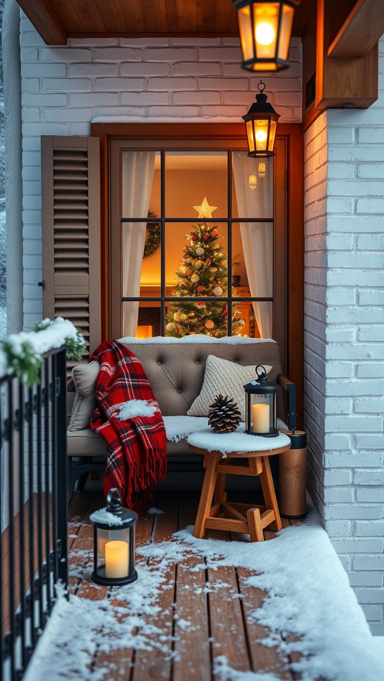 14. Balcony Winter Scene with Snowy Seating