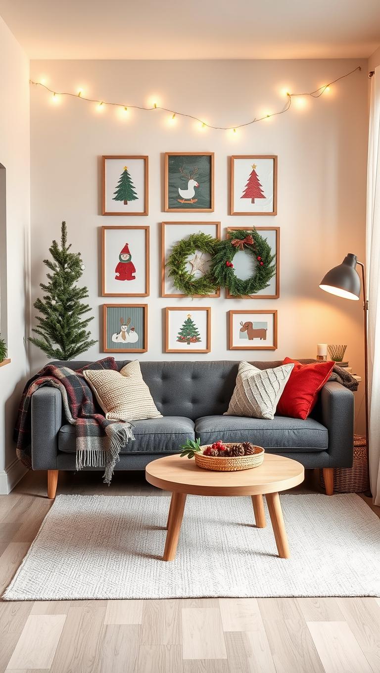 14. Gallery Wall with Small Holiday Art