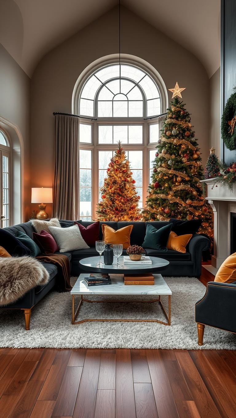 14. Plush Fur Throws and Pillows in Rich Tones