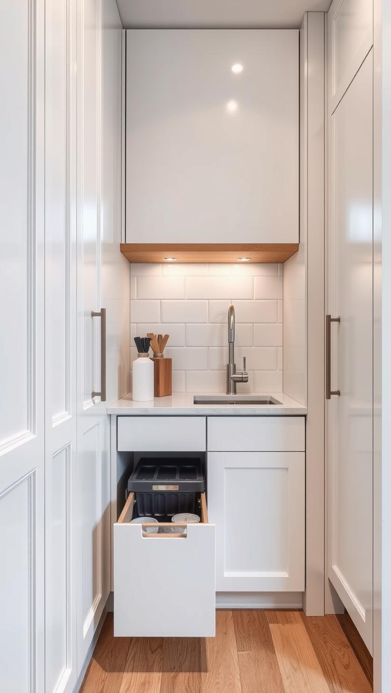 14. Pull out trash and recycling bin