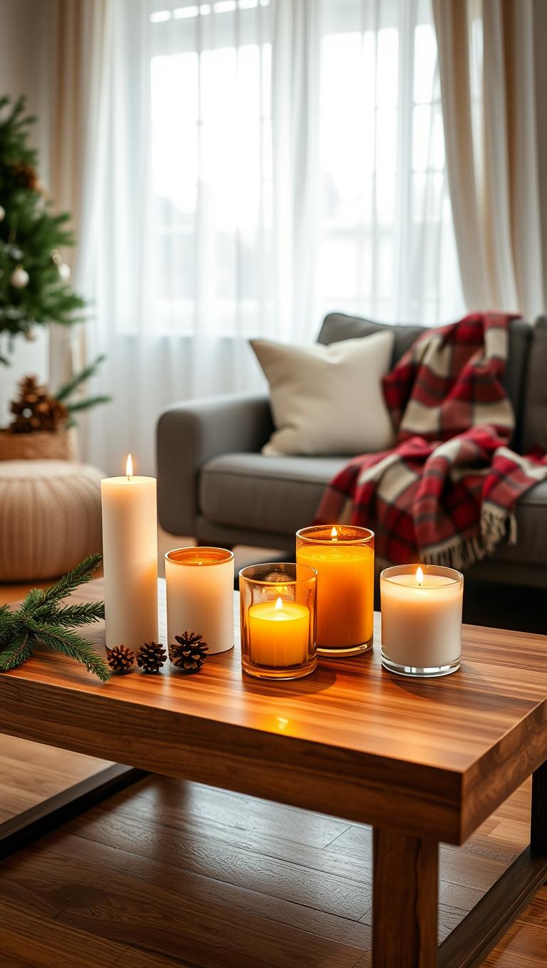 14. Scented Candle Trio on Coffee Table