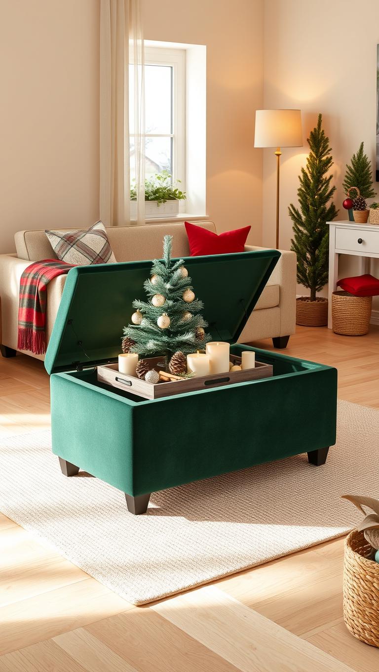 15. Storage Ottoman as Seasonal Display