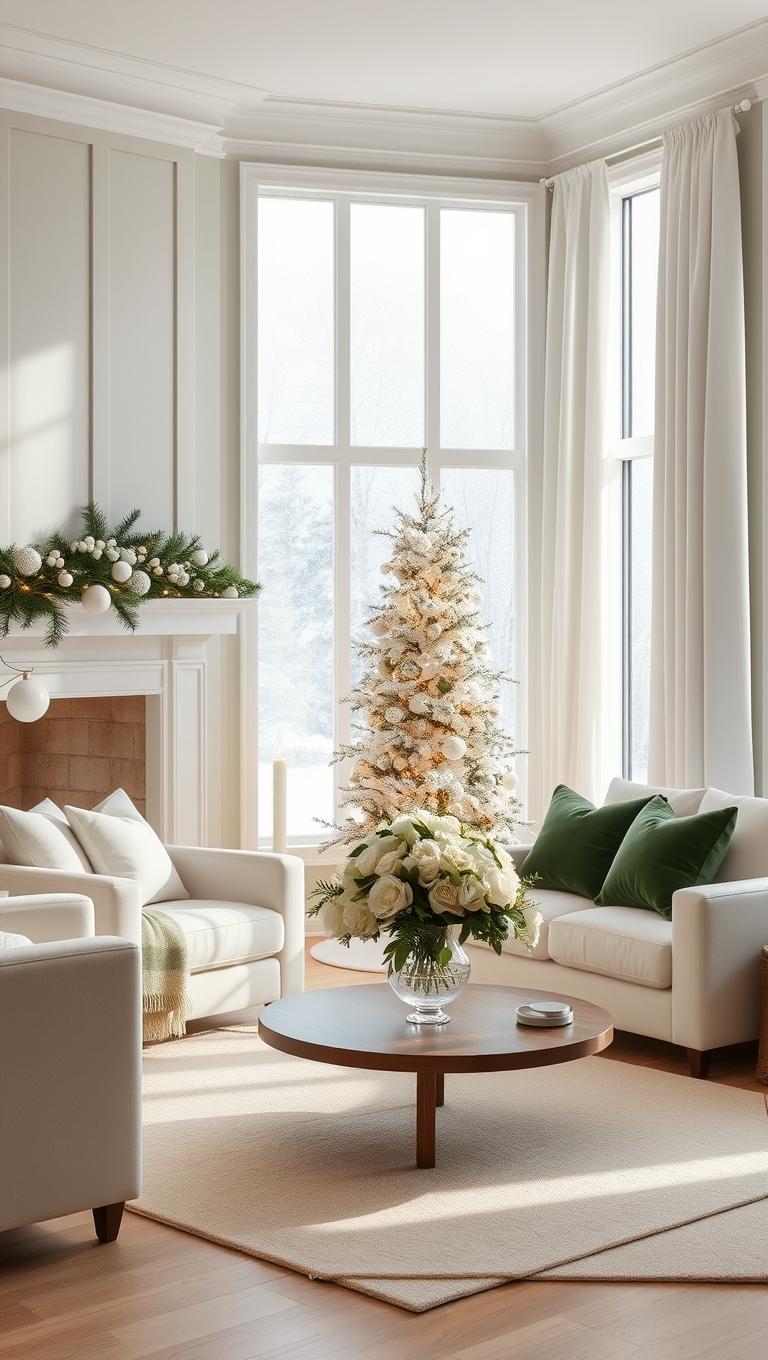 15. Winter Florals in White and Green