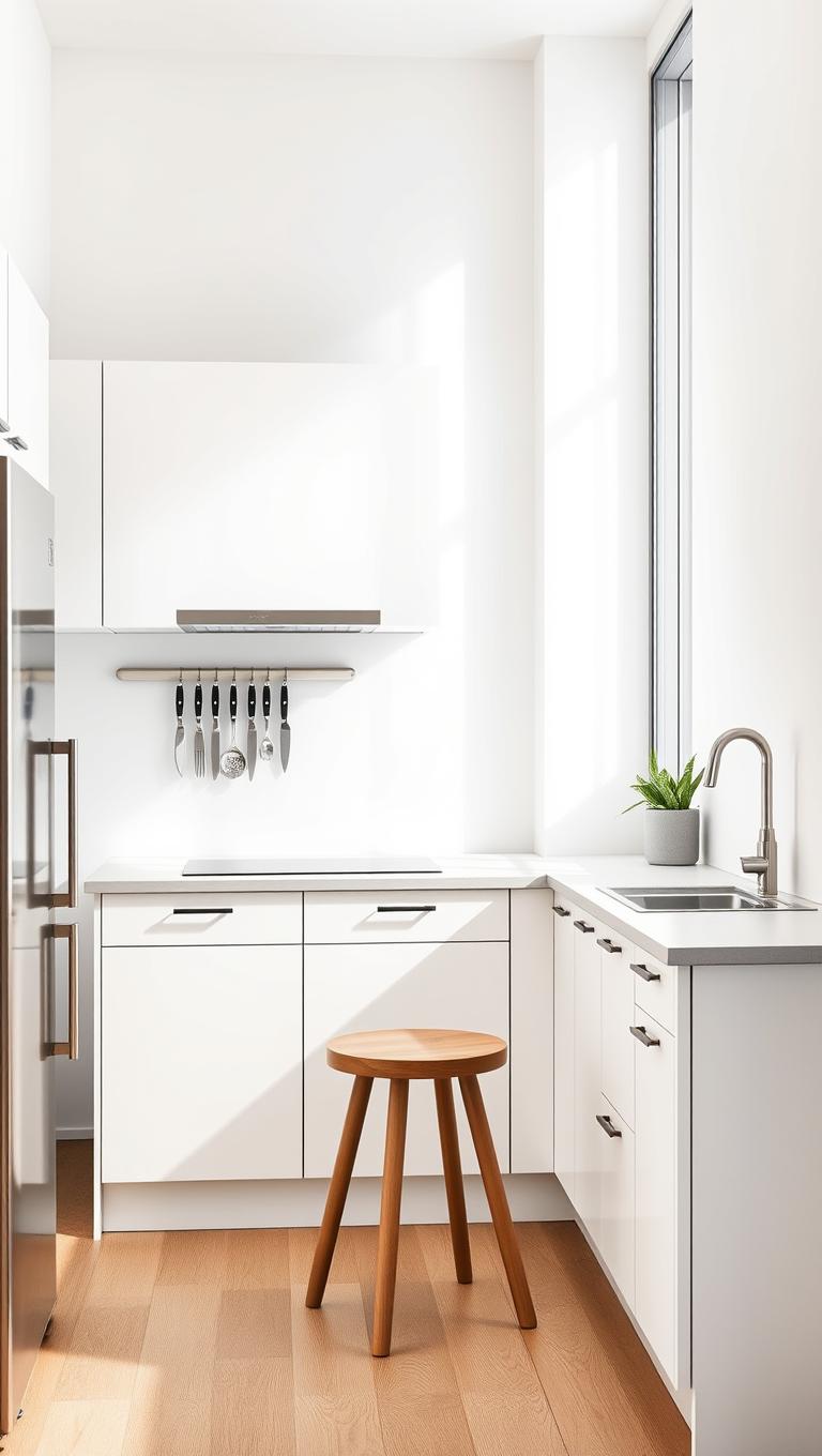 16.  Magnetic knife rail on the backsplash