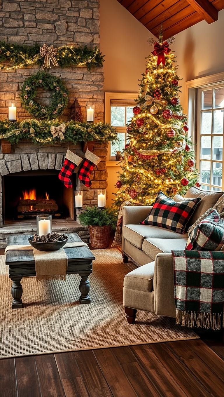 17. Burlap and Plaid Accents