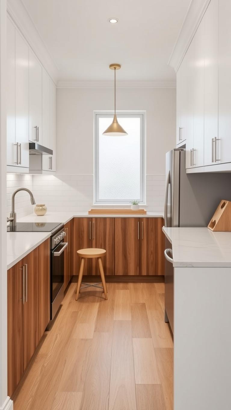 17.  Two tone wood and white palette for warmth