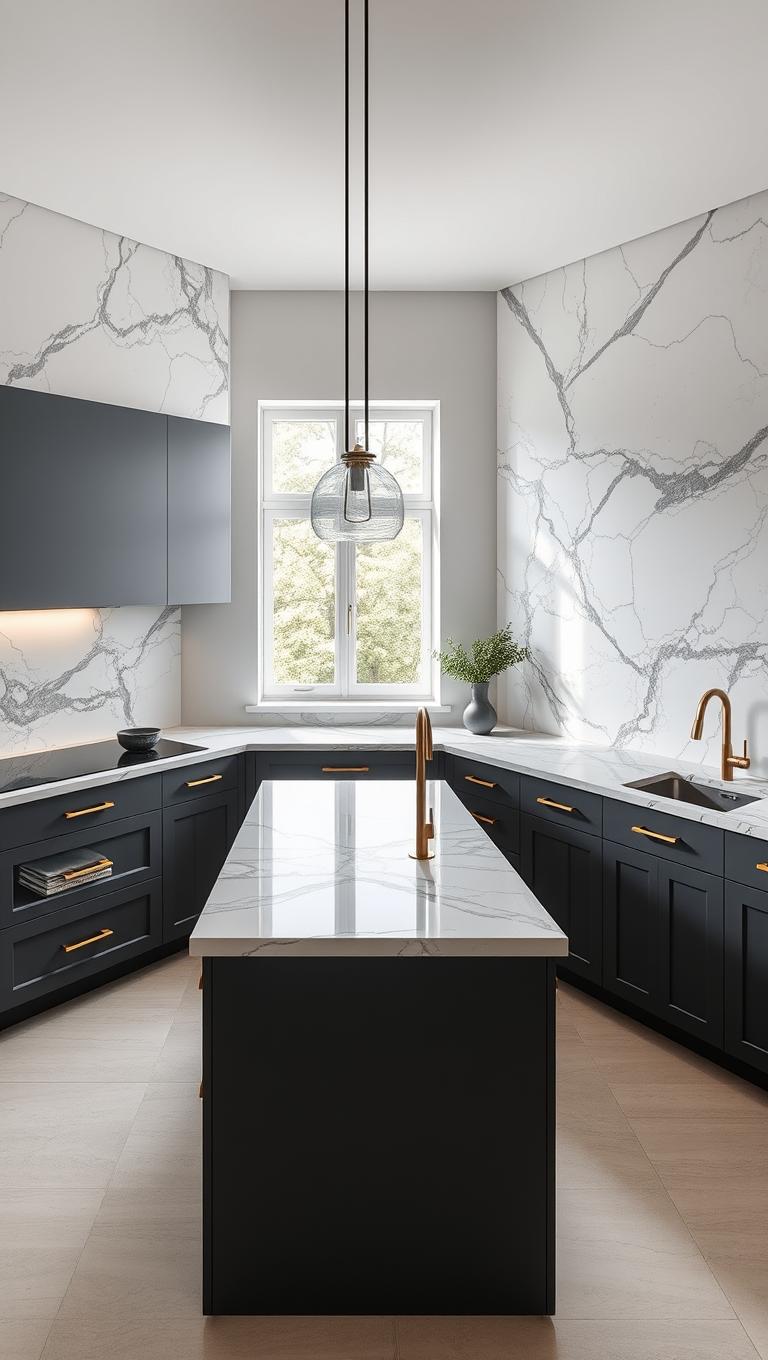 18. Marble or Quartz Surfaces for Drama