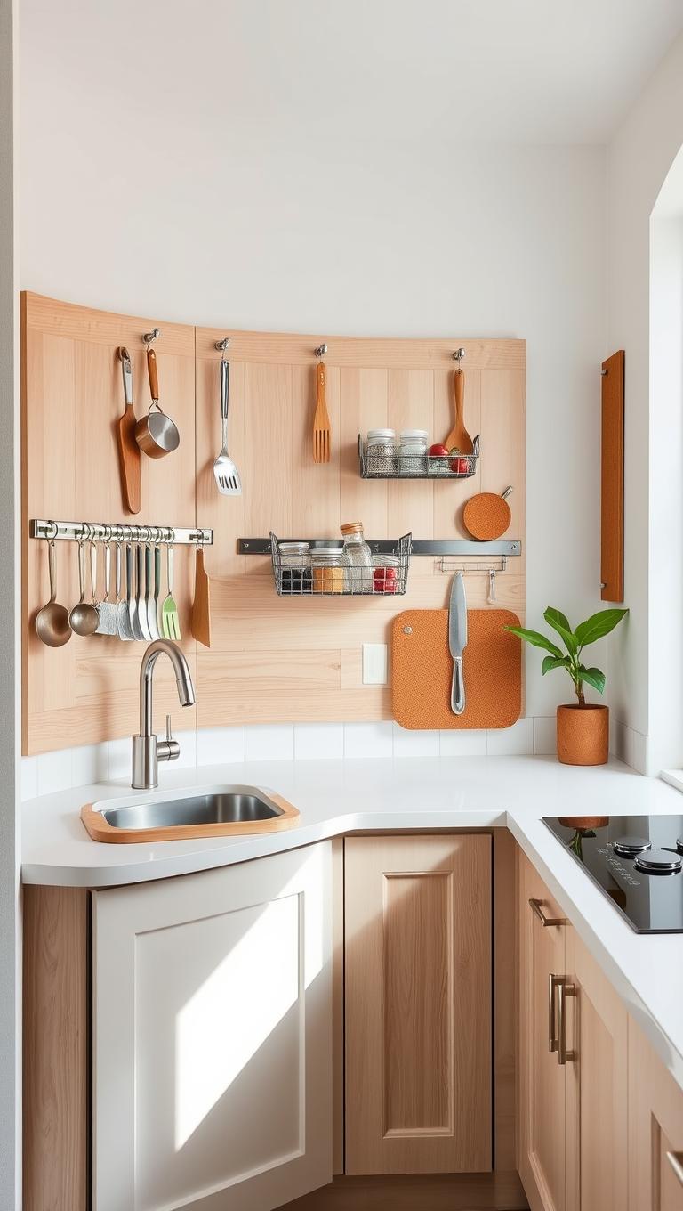 18. Pegboard organization above work zone