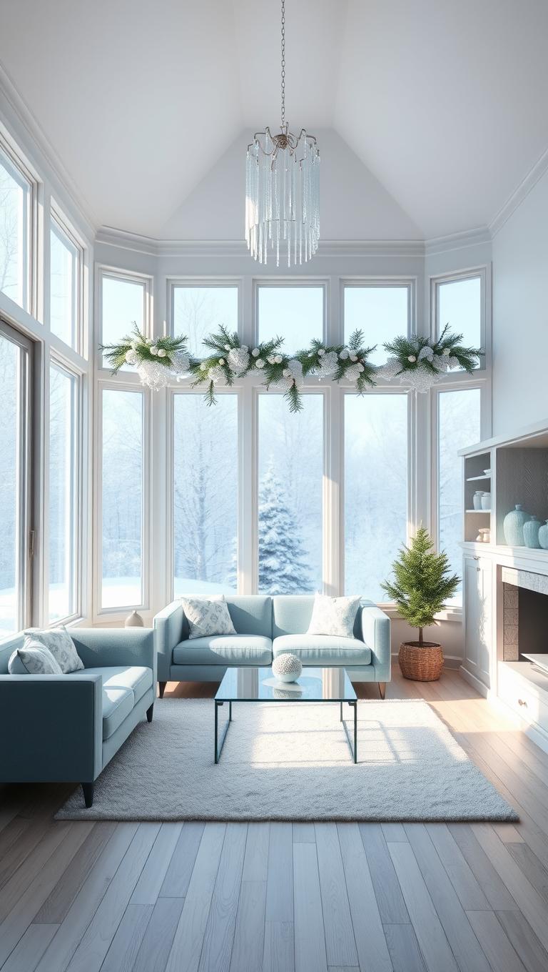 18. Sunroom Frosted Glass with Ice Blue Accents