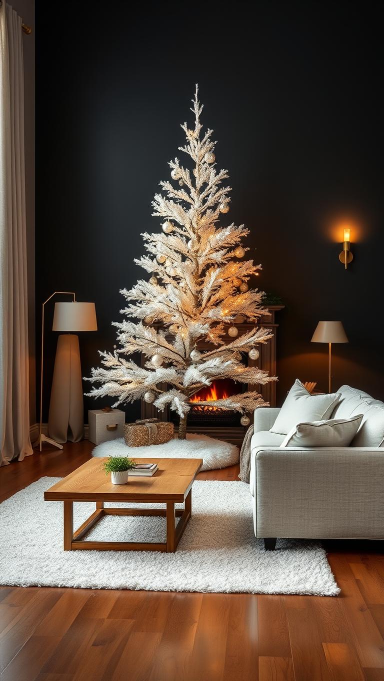 18. White tree against dark wall for contrast