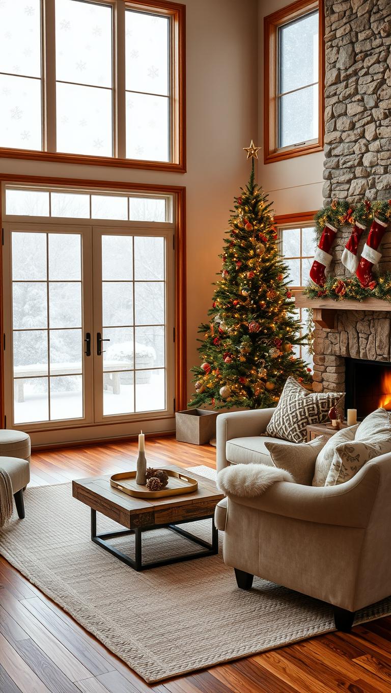 2. Frosted Window Panels with Snowflake Decals