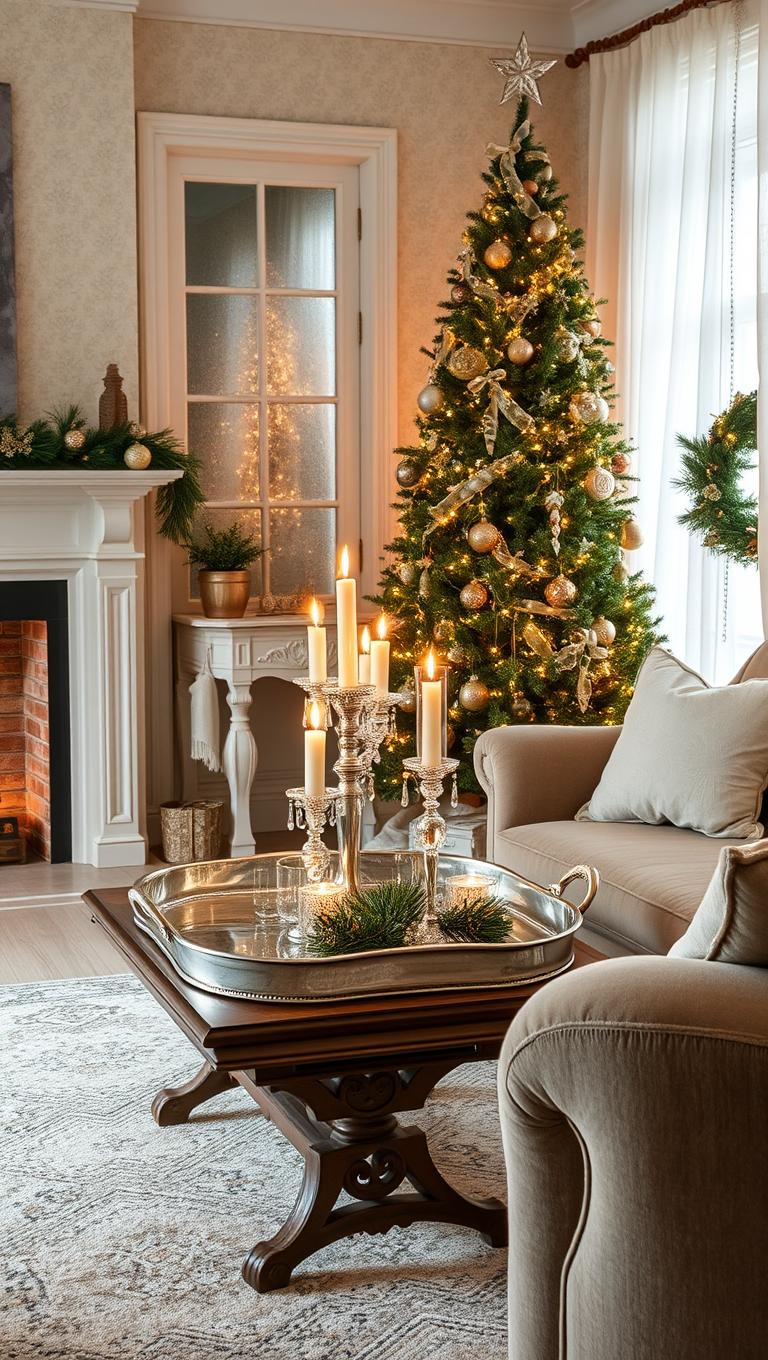 2. Mercury Glass Sparkle on a Vintage Tray