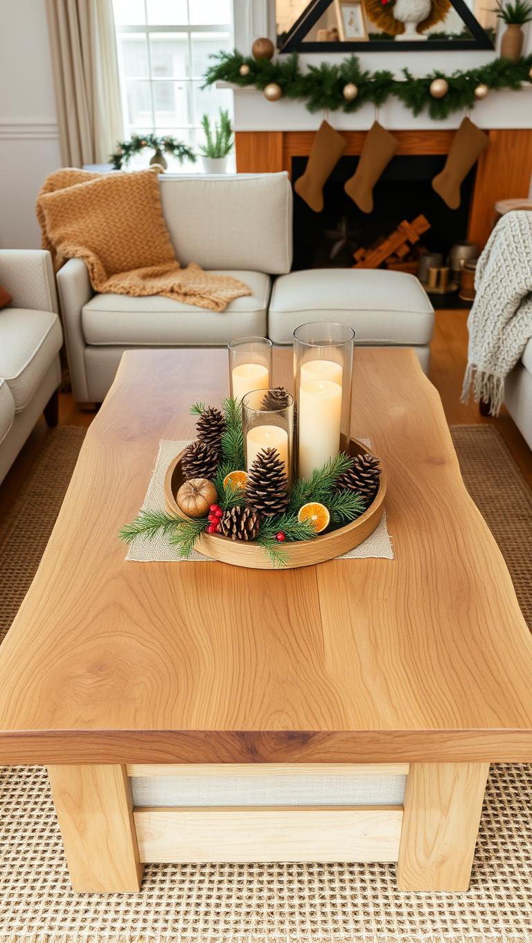 2. Natural Wood and Pine Cone Theme
