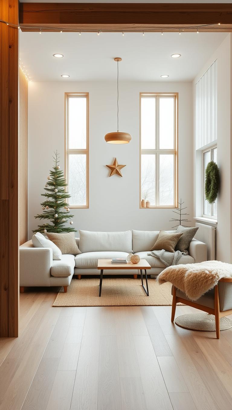 2. Nordic Minimalist Living Room with Warm Timber