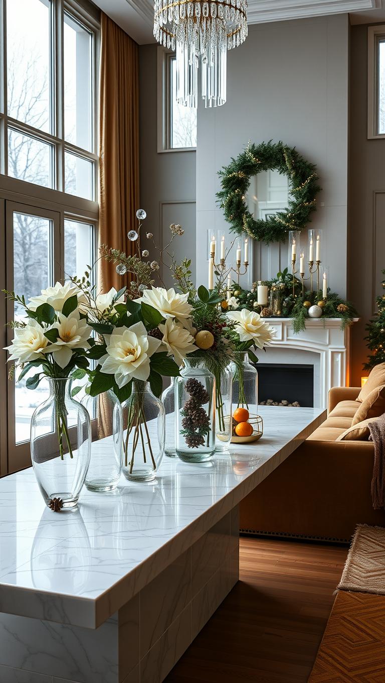 20. Winter Botanical Arrangements in Glass Vases