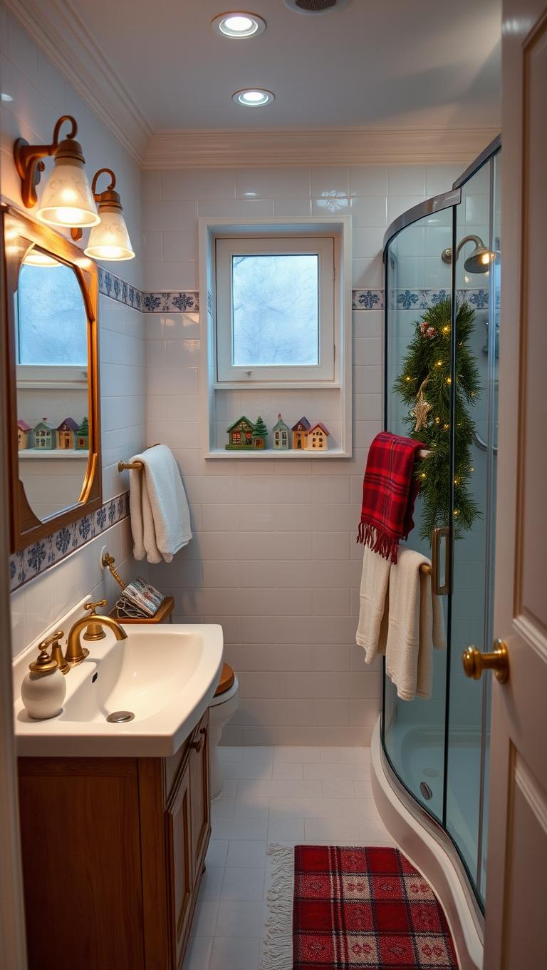 23. Bathroom with Snowflake Tiles and Warm Towels