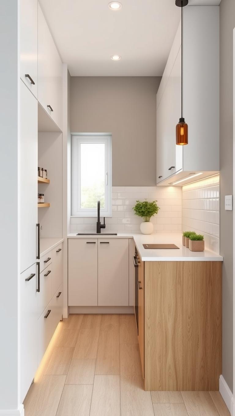 23. Hidden pantry behind half height wall