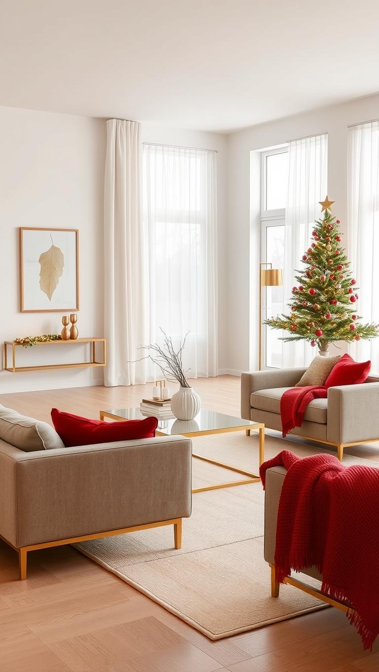 23. Minimalist Approach with Red Accents