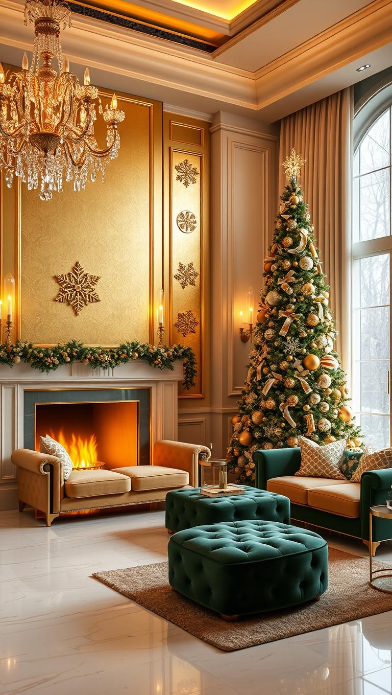 23. Sparkling Snowflake Motifs in Gold