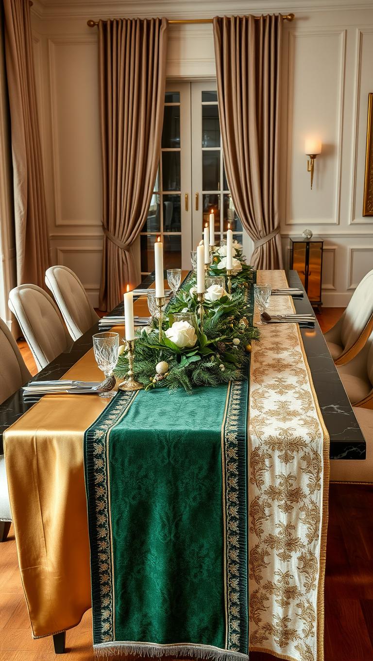 24. Luxe Holiday Table Runner Ideas