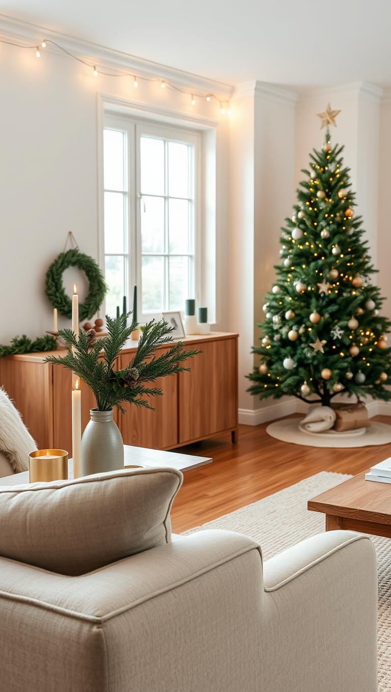 24. Seasonal greenery on a console table pair