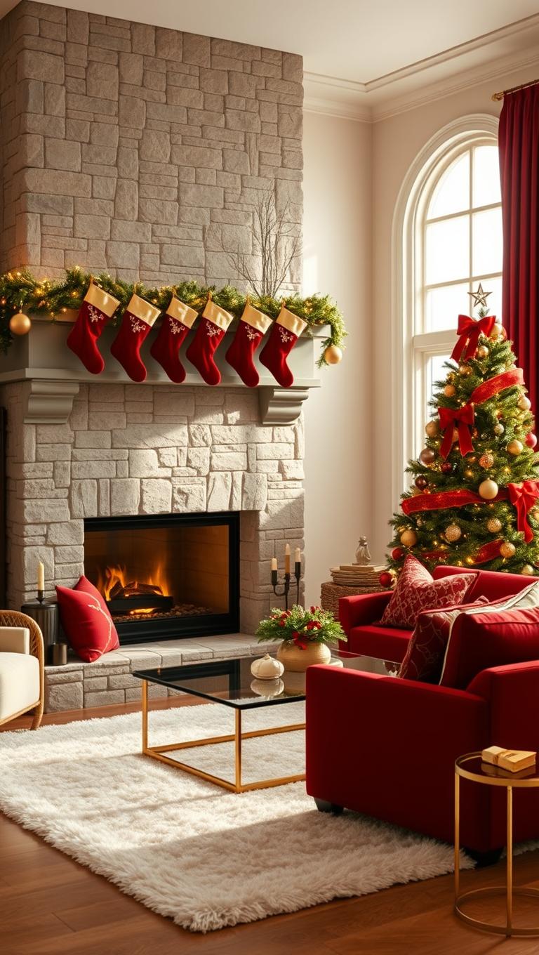 25. Christmas Stockings in Red and Gold
