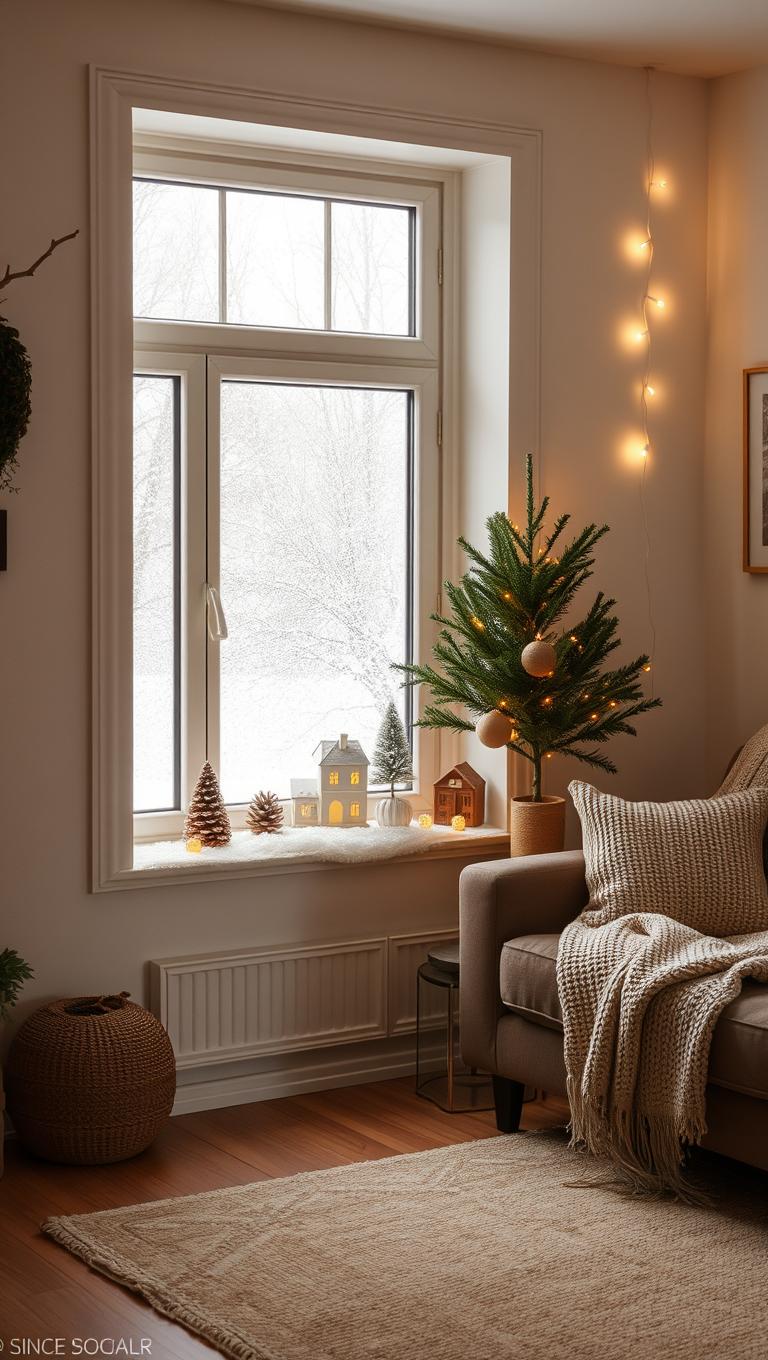 25. Snowy Windowsill Display