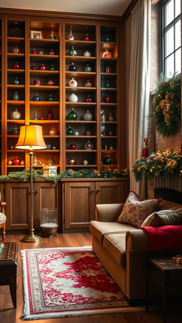 25. Vintage Ornament Display Wall