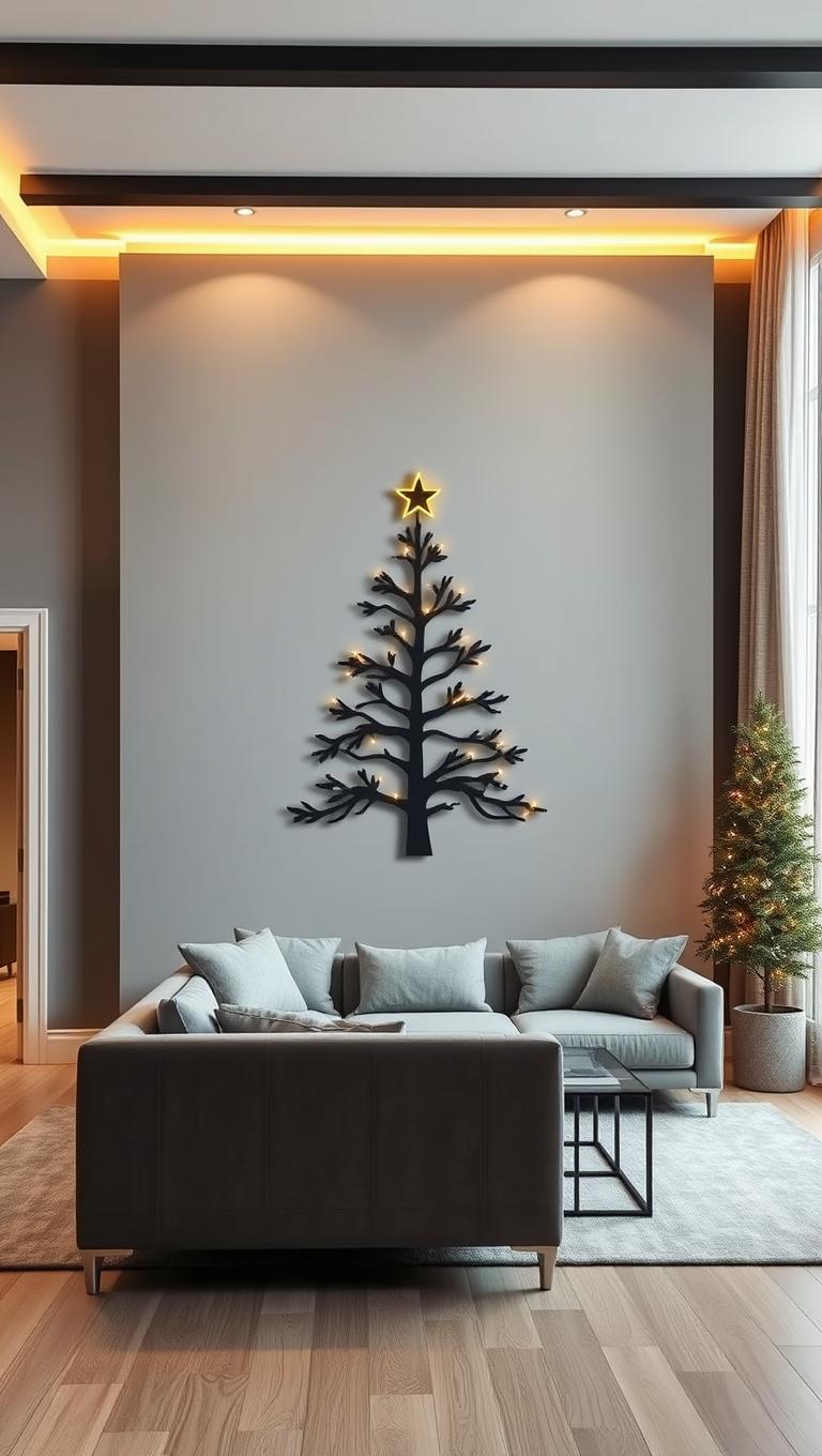 25. Wall mounted tree silhouette as art