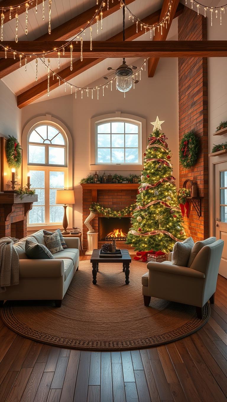 26. Ceiling Icicle Lights Over Living Area