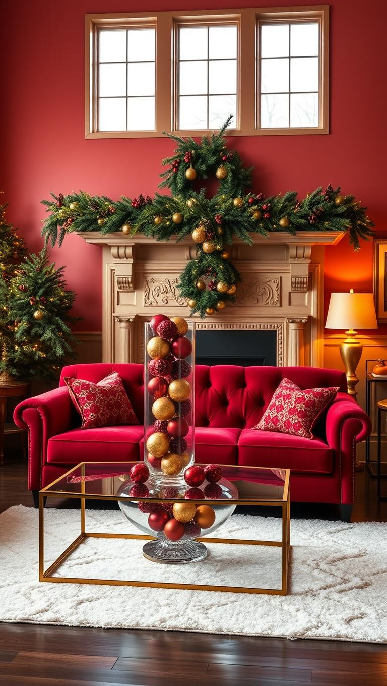 26. Gold Painted Pinecones and Ornaments