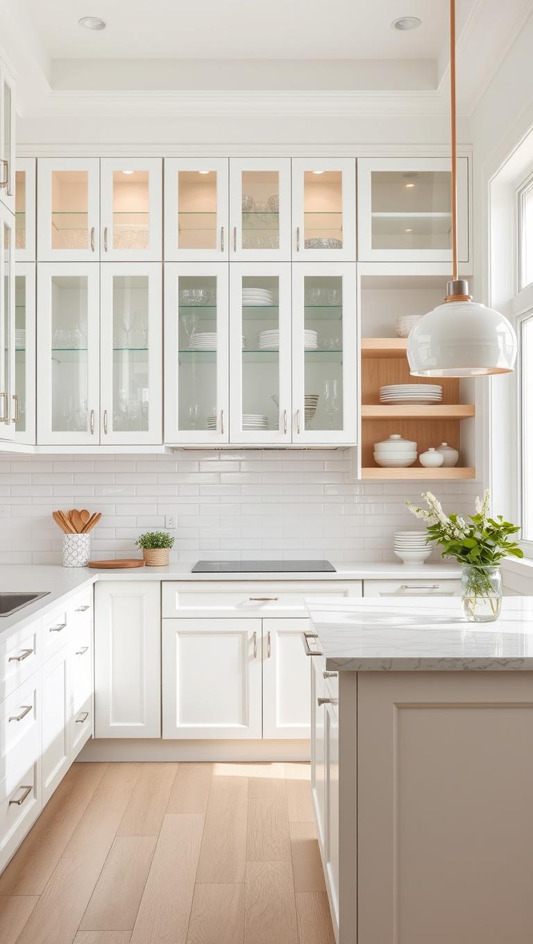 27. Glass Front Cabinets for Lightness